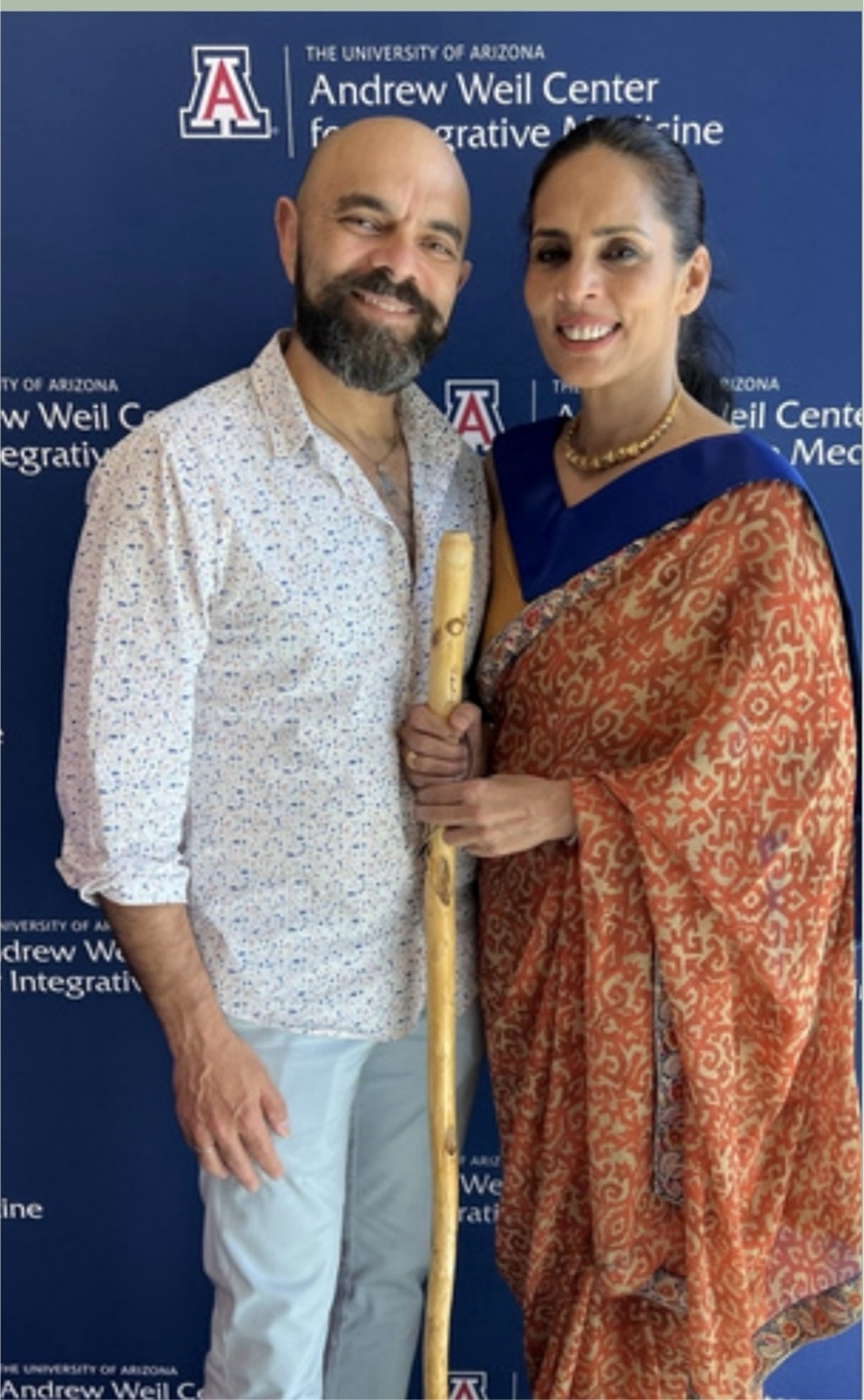 Dr. Saira Hussain and Dr. Ehsun Mirza standing together at the Andrew Weil Center for Integrative Medicine